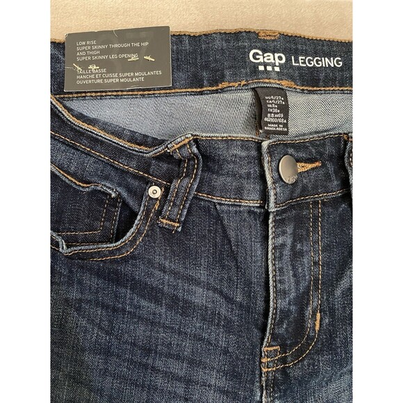 GAP Jeans Womens 4 Regular 27 x 30 Blue Stretch Skinny Denim Leggings Jeggings - Picture 3 of 16